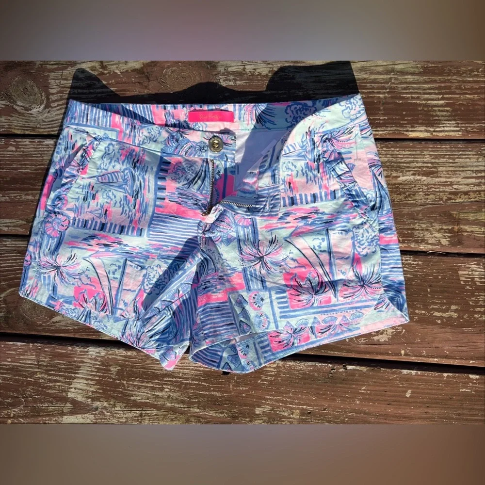 Lilly Pulitzer Adie Ruffle Pocket Stretch,Whisper Blue,Yeah Buoy Coastal|size:4 - Picture 2 of 16